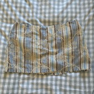 Grey Bandit Jules Skort - Floral Embroidered Striped Mini Skort